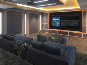 Movie Room with a Crestron System in Wyckoff, Chatham, NJ, Franklin Lakes, Tenafly, and Surrounding Areas