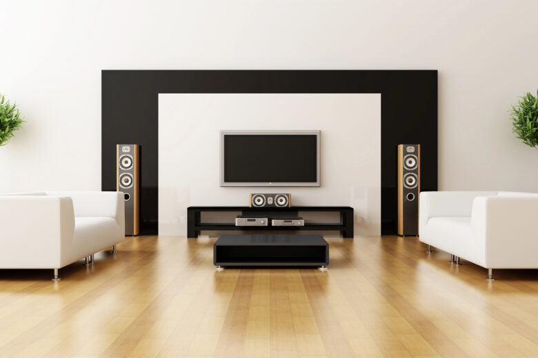 living room with Home Theaters and Custom Audio Installation in Paramus, NJ