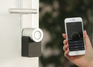 Controlling a smart home door lock from a phone app in Hoboken