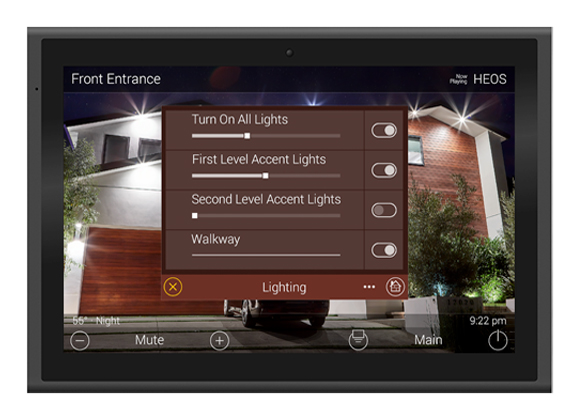 Tablet showing entrance lighting controls for home automation in Weehawken