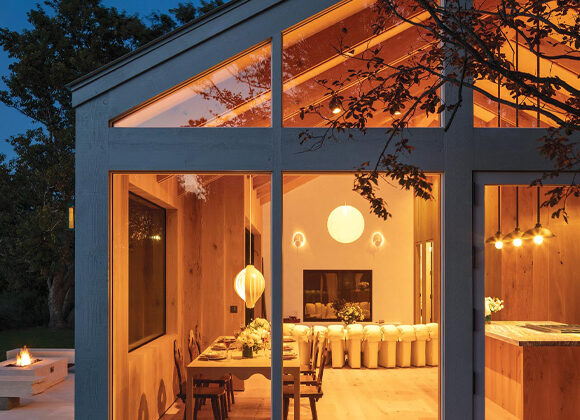Lutron lighting controls illuminating a modern home at dusk in Alpine