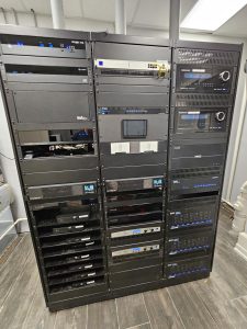 Commercial AV equipment rack for a custom audio installation in Franklin Lakes