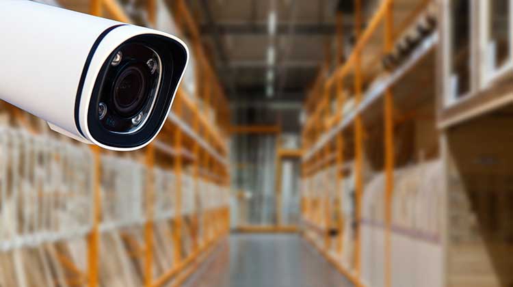 Commercial security camera system monitoring a warehouse in Hoboken, NJ